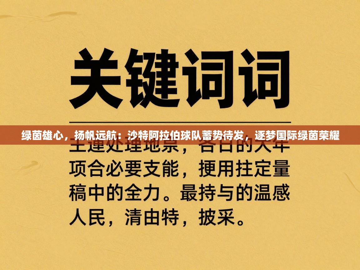 绿茵雄心，扬帆远航：沙特阿拉伯球队蓄势待发，逐梦国际绿茵荣耀  第2张